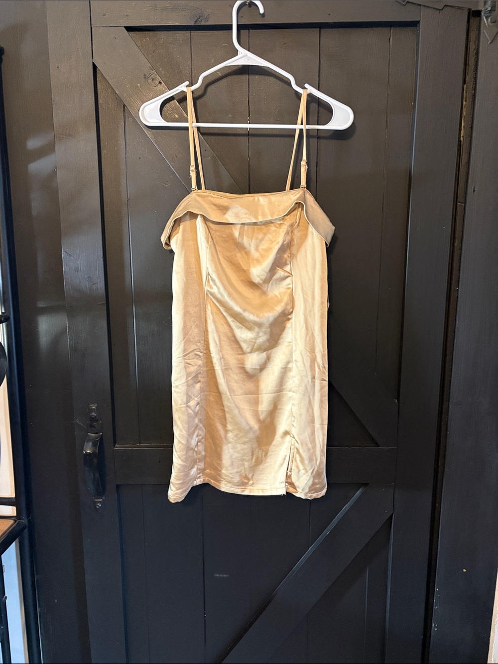 Ardene Champagne Satin Cowl Neck Mini Dress